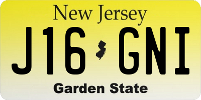 NJ license plate J16GNI