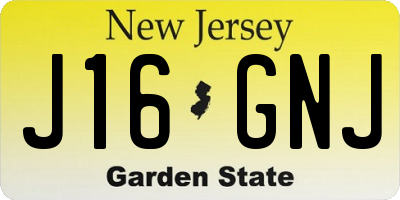 NJ license plate J16GNJ
