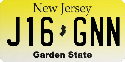 NJ license plate J16GNN