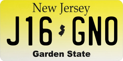 NJ license plate J16GNO