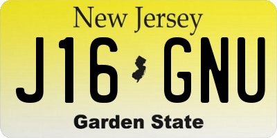 NJ license plate J16GNU