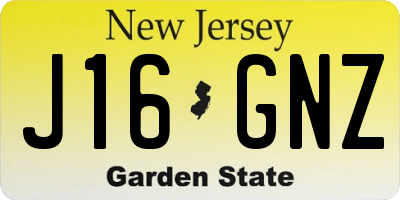NJ license plate J16GNZ