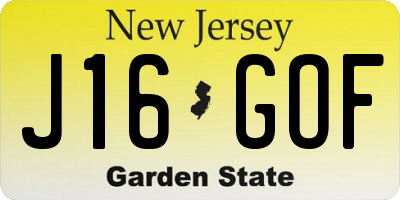 NJ license plate J16GOF