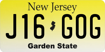 NJ license plate J16GOG