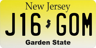 NJ license plate J16GOM