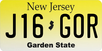 NJ license plate J16GOR