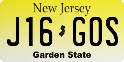 NJ license plate J16GOS