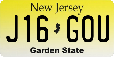 NJ license plate J16GOU