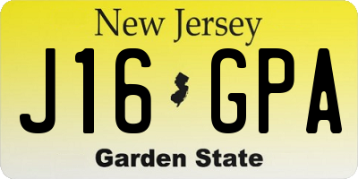 NJ license plate J16GPA