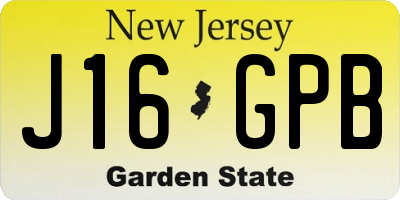 NJ license plate J16GPB