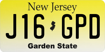 NJ license plate J16GPD