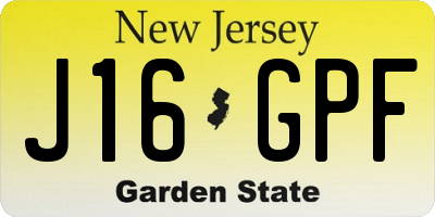 NJ license plate J16GPF