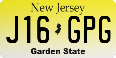 NJ license plate J16GPG