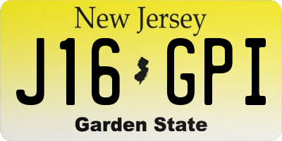 NJ license plate J16GPI