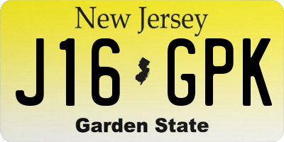NJ license plate J16GPK