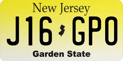 NJ license plate J16GPO
