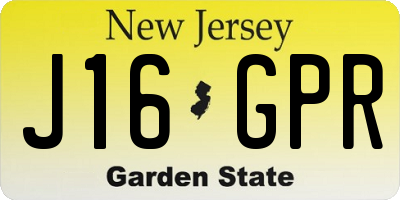 NJ license plate J16GPR