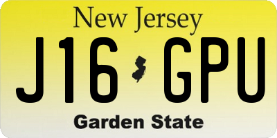 NJ license plate J16GPU