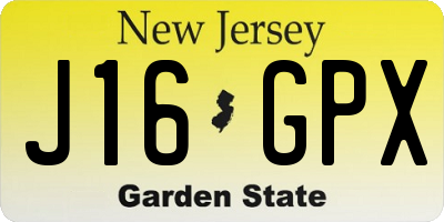 NJ license plate J16GPX
