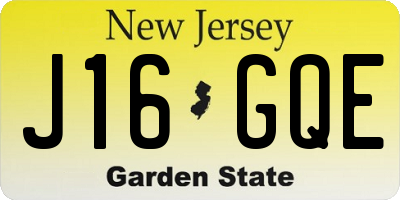 NJ license plate J16GQE