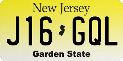 NJ license plate J16GQL