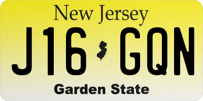 NJ license plate J16GQN