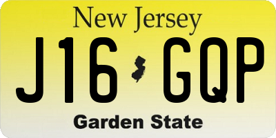 NJ license plate J16GQP
