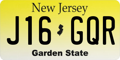NJ license plate J16GQR
