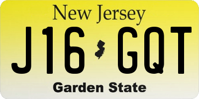 NJ license plate J16GQT