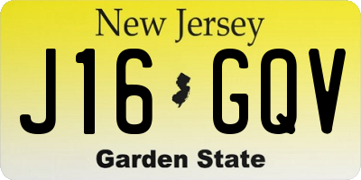 NJ license plate J16GQV