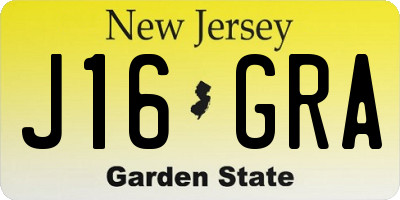 NJ license plate J16GRA