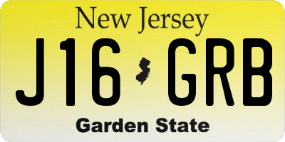 NJ license plate J16GRB
