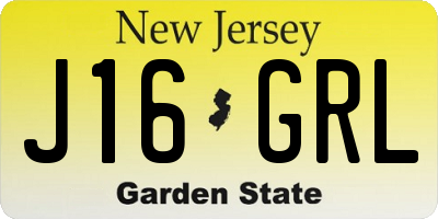 NJ license plate J16GRL