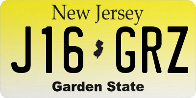 NJ license plate J16GRZ
