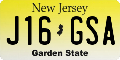 NJ license plate J16GSA
