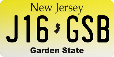 NJ license plate J16GSB