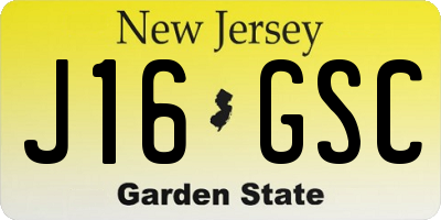 NJ license plate J16GSC