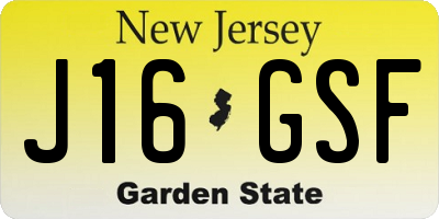 NJ license plate J16GSF