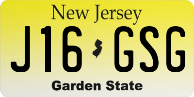 NJ license plate J16GSG