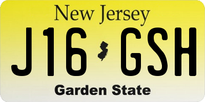 NJ license plate J16GSH