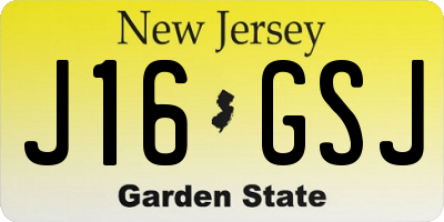 NJ license plate J16GSJ