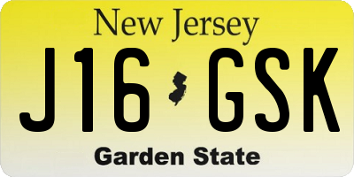 NJ license plate J16GSK