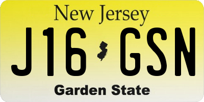 NJ license plate J16GSN