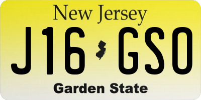 NJ license plate J16GSO