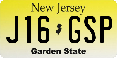 NJ license plate J16GSP