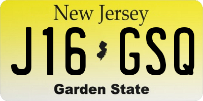 NJ license plate J16GSQ