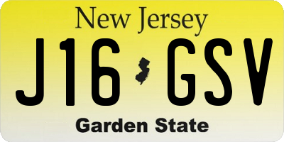 NJ license plate J16GSV