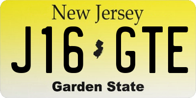 NJ license plate J16GTE
