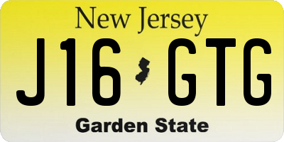 NJ license plate J16GTG