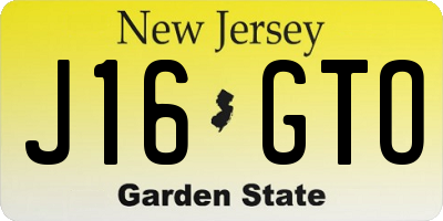 NJ license plate J16GTO